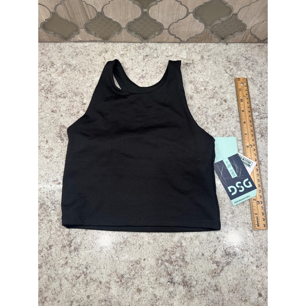 DSG‎ Girls Performance Shelf Bra Tank Pure Black Size S 6-7 NWT DAG23712